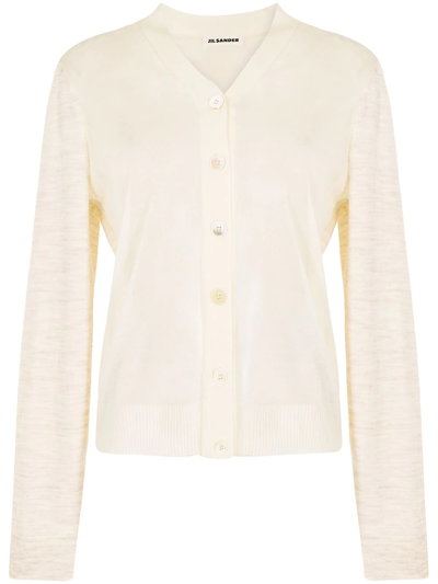 Jil Sander Sheer Panel Cardigan In Neutrals