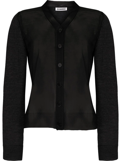 Jil Sander Sheer Knitted Shirt In Black