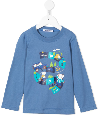 Familiar Kids' Teddy Bear Print T-shirt In Blue