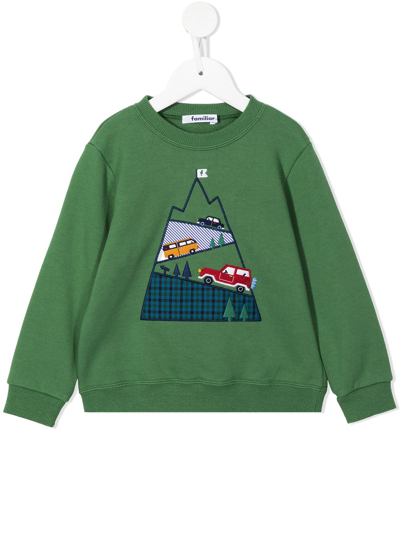 Familiar Kids' Embroidered Mountain Sweatshirt In Green