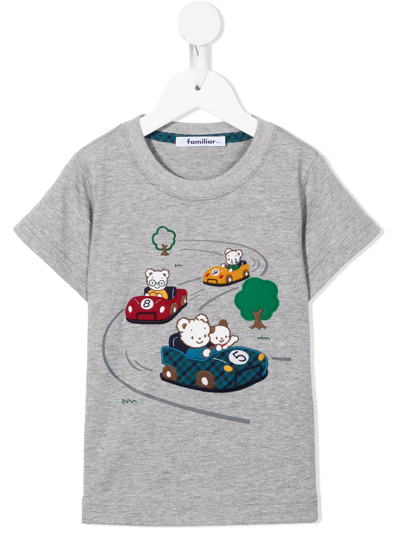 Familiar Kids' Embroidered-design T-shirt In Grey