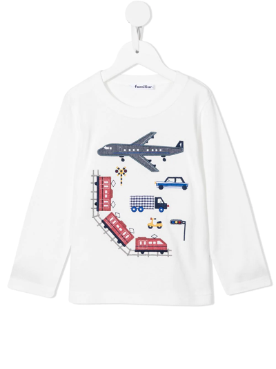 Familiar Kids' Embroidered-design T-shirt In White
