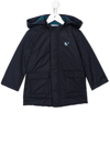 Familiar Hooded Long-sleeved Coat In Blue