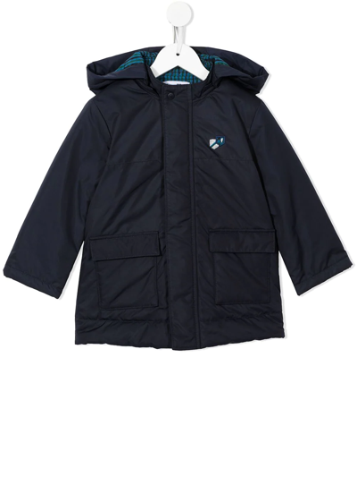 Familiar Kids' Hooded Long-sleeved Coat In Blue