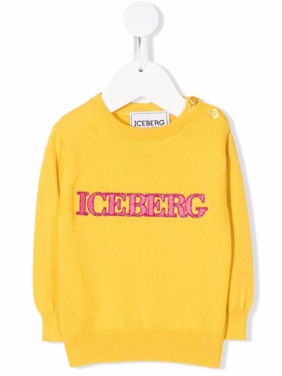 Iceberg Babies' Embroidered Logo Cotton Jumper In Yellow