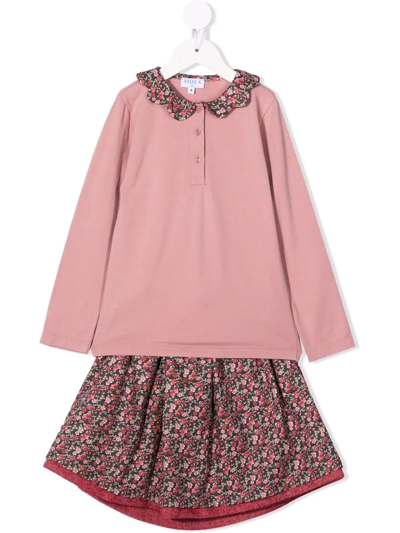 Siola Kids' Floral-print Two-piece Set In Pink