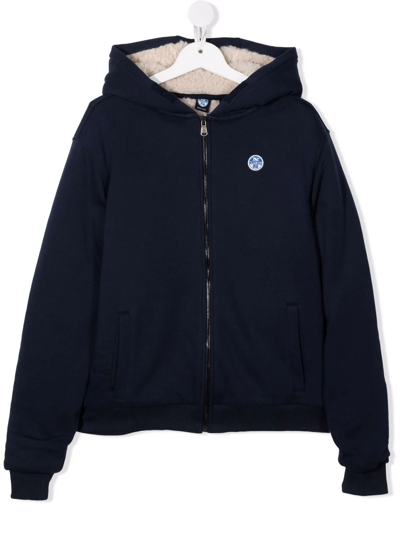 North Sails Kids' Logo-patch Hooded Jacket In Blue