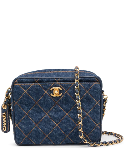 Pre-owned Chanel 1997 Cc Turn-lock Denim Crossbody Bag In Blue