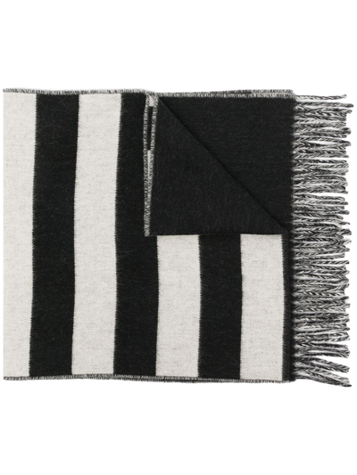 Agnès B. Stripe And Star Knitted Scarf In Black