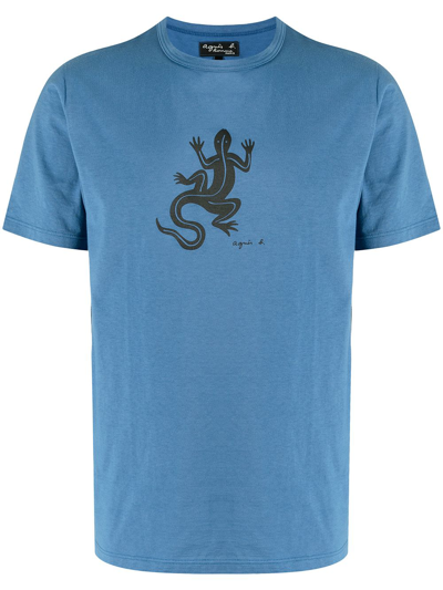 Agnès B. Lizard-print Short-sleeve T-shirt In Blue