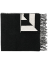 AGNÈS B. LOGO-PRINT WOOL-BLEND SCARF