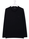 Emporio Armani Chest Logo-patch T-shirt In Blue