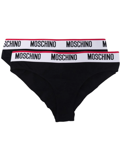 Moschino Logo Waistband Briefs In Black