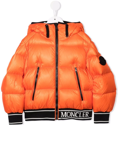 Moncler Kids' Logo-print Waistband Jacket In Orange