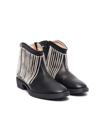 Florens Kids' Chain Detail Ankle Boots In Black