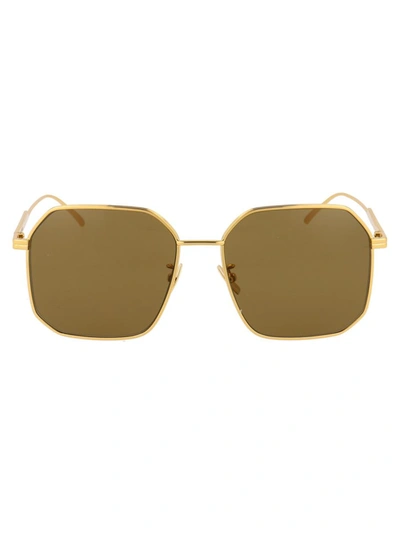 Bottega Veneta Bv1108sa Sunglasses In 002 Gold Gold Brown