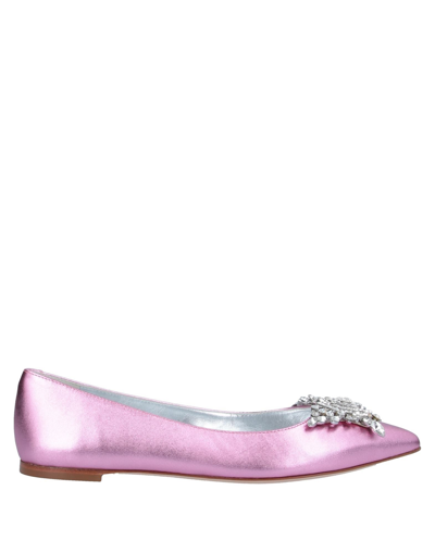 Giuseppe Zanotti Lucrezia Embellished Metallic Leather Point-toe Flats In Pink