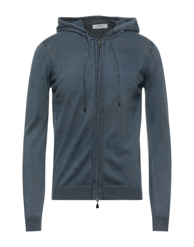 Alpha Studio Man Cardigan Slate Blue Size 42 Cotton In Blue