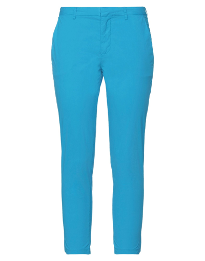 Merci .., Woman Pants Turquoise Size 4 Cotton, Elastane In Blue