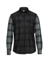 Woolrich Alaskan Melton Wool Black Grey Red Overshirt In Black