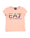 Ea7 Kids' T-shirts In Salmon Pink