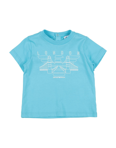 Emporio Armani Kids' T-shirts In Turquoise