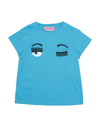 Chiara Ferragni Kids' T-shirts In Azure