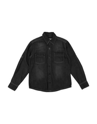 Philipp Plein Kids' Denim Shirts In Grey