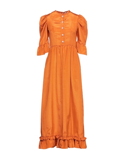 Batsheva Opening Ceremony Button-up Long Prairie Dress In Orange