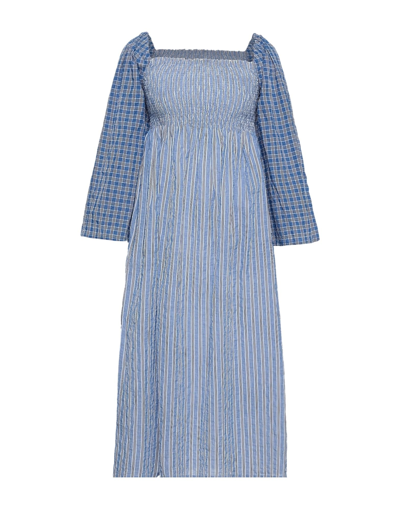 Baum Und Pferdgarten Woman Midi Dress Azure Size 4 Cotton, Elastane In Blue