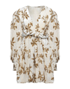 Dodo Bar Or Anatalya Metallic Floral Silk Velvet V-neck Dress In White