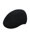 Kangol Seamless Wool Black Wool Flat Cap With Logo In Black