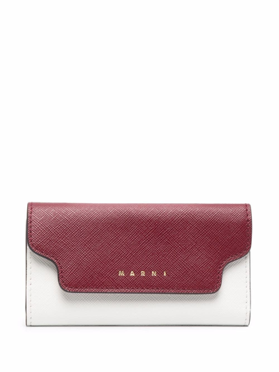 Marni Leather Keyholder Wallet In Weiss