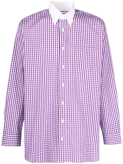 Mackintosh Roma Button-down Gingham-check Shirt In Violett