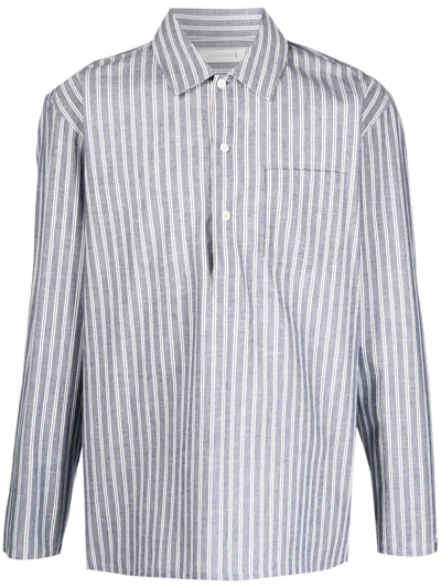 Mackintosh Military Striped Shirt In Blau