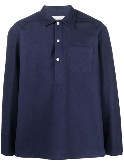 Mackintosh Military Cotton Shirt In Blau