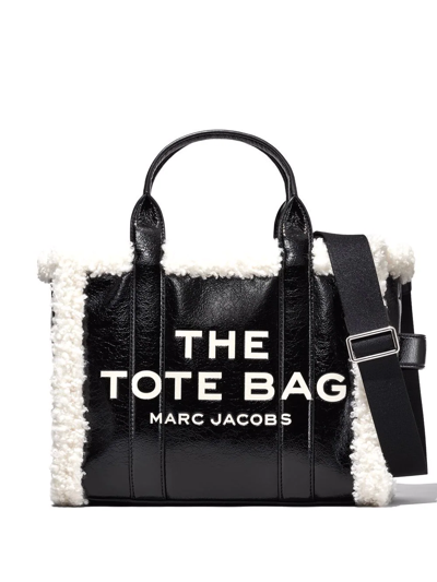 Marc Jacobs Medium The Crinkle Shearling Tote Bag In Black
