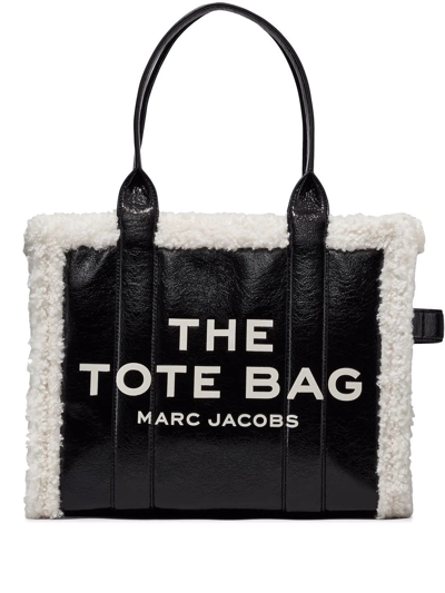 Marc Jacobs The Crinkle Shearling Large Tote In Black