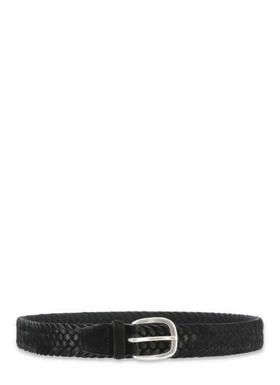 Orciani Suede And Fabric Nature Belt In Black