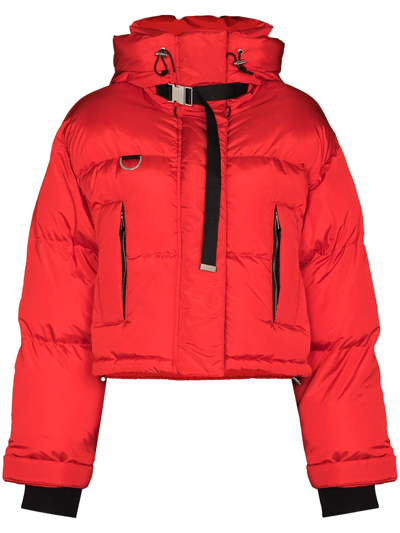 Shoreditch Ski Club Willow' Utilitarian Hooded Short Puffer Jacket In Red