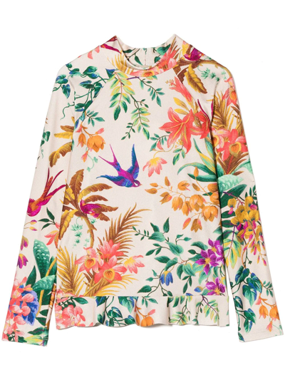 Zimmermann Floral-print Swim Shirt In Neutrals