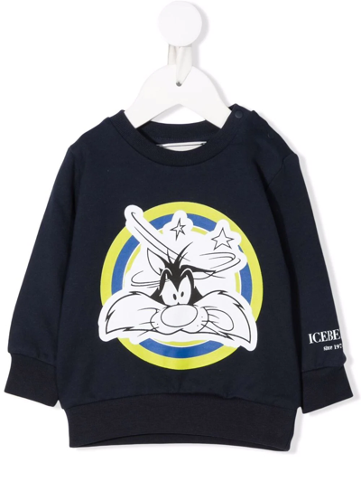 Iceberg Babies' Sylvester The Cat-print Cotton Sweatshirt In 蓝色