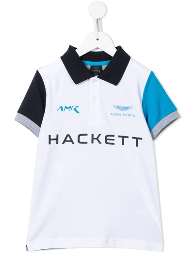 Hackett Kids' Logo-print Polo Shirt In 白色