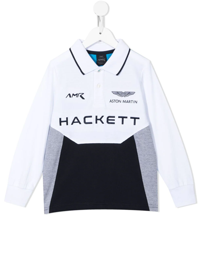 Hackett Kids' Logo-printed Polo Shirt In 白色