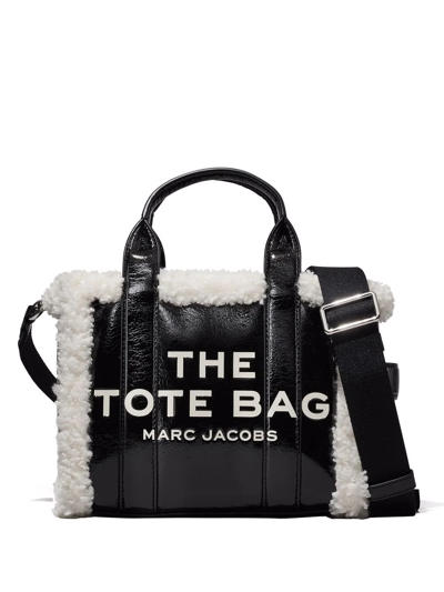 Marc Jacobs The Crinkle Shearling Mini Tote In 黑色