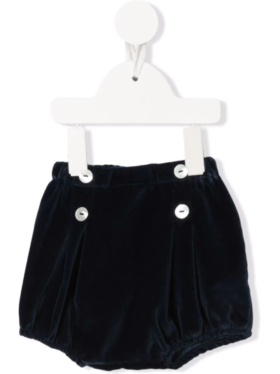 Siola Babies' Velvet-effect Pleated Shorts In 蓝色