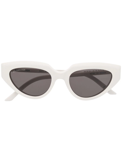 Balenciaga Cat-eye Frame Sunglasses In 003 White/white/grey