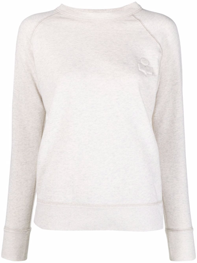 Isabel Marant Étoile Crewneck Sweatshirt With Embossed Logo In Nude & Neutrals