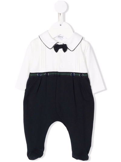 Aletta Babies' Two-tone Long-sleeved Romper In 蓝色