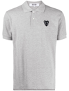 Comme Des Garçons Play Double Heart Cotton Piqué Polo In 灰色